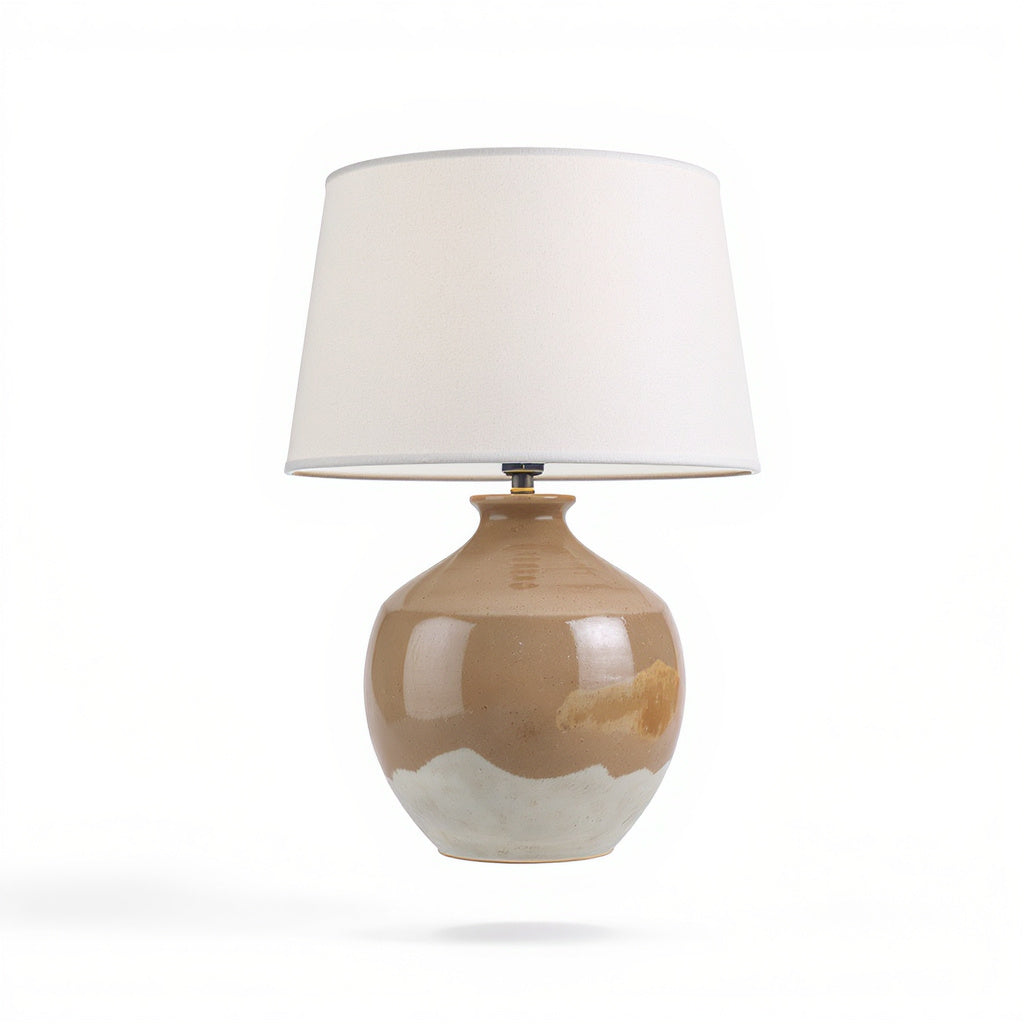 Handmade Pottery Table Lamp with Earthy Glaze – Ceramic Base, Natural Brown, 12-inch