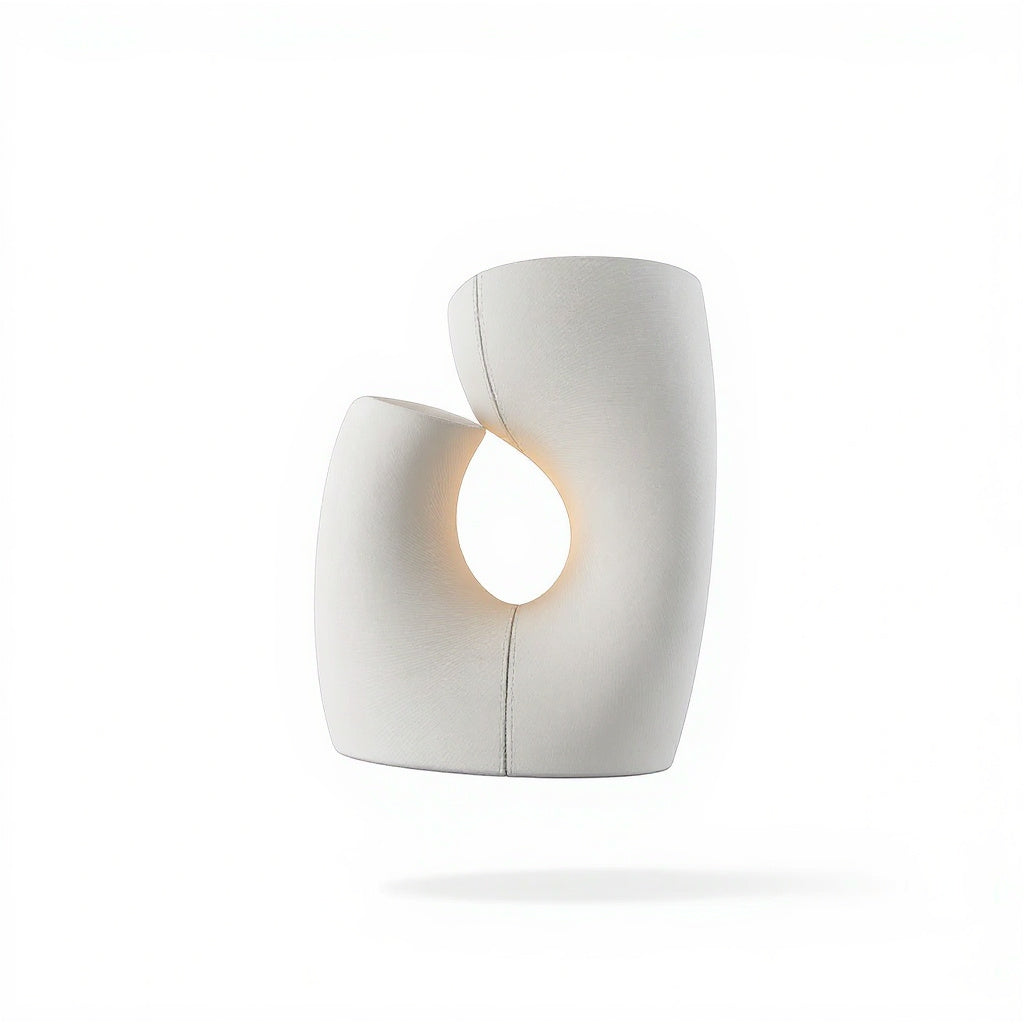 Back view of ceramic base abstract lamp, highlighting its sturdy construction 2