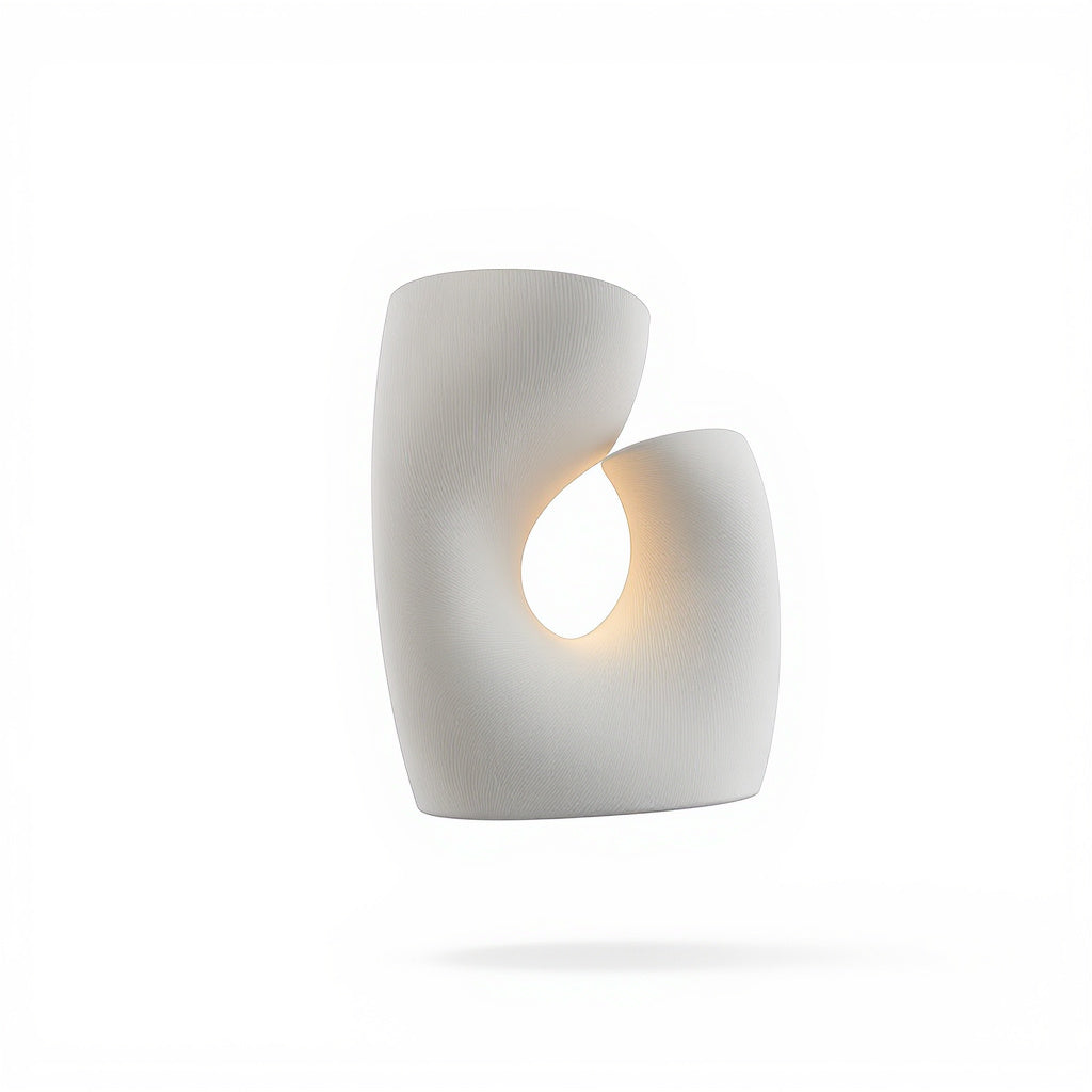 Abstract Sculpture Lamp Statement Piece Neutral – Durable Ceramic Base, Beige, 15 in