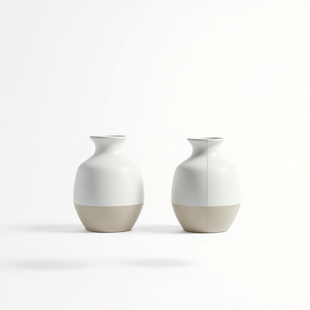 Back View of matching ceramic nightstand lamp set showing soft glow finish 2