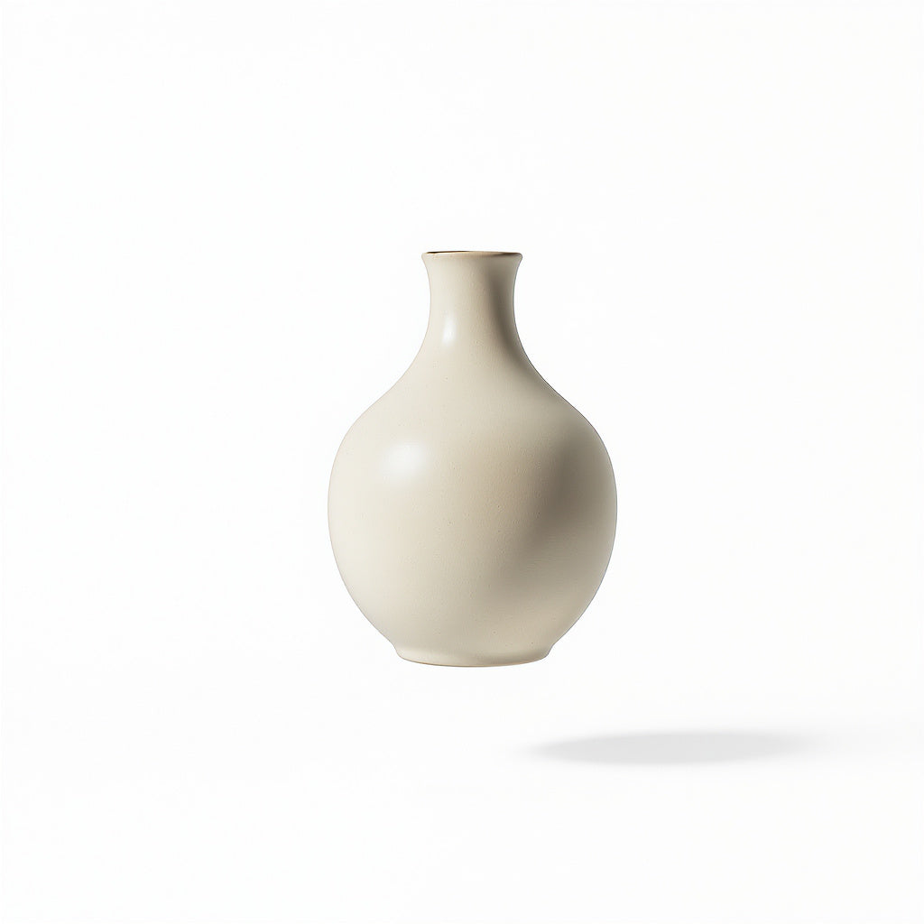 modern art table lamp ceramic vase living room – ceramic base with linen shade, Ivory White, 15